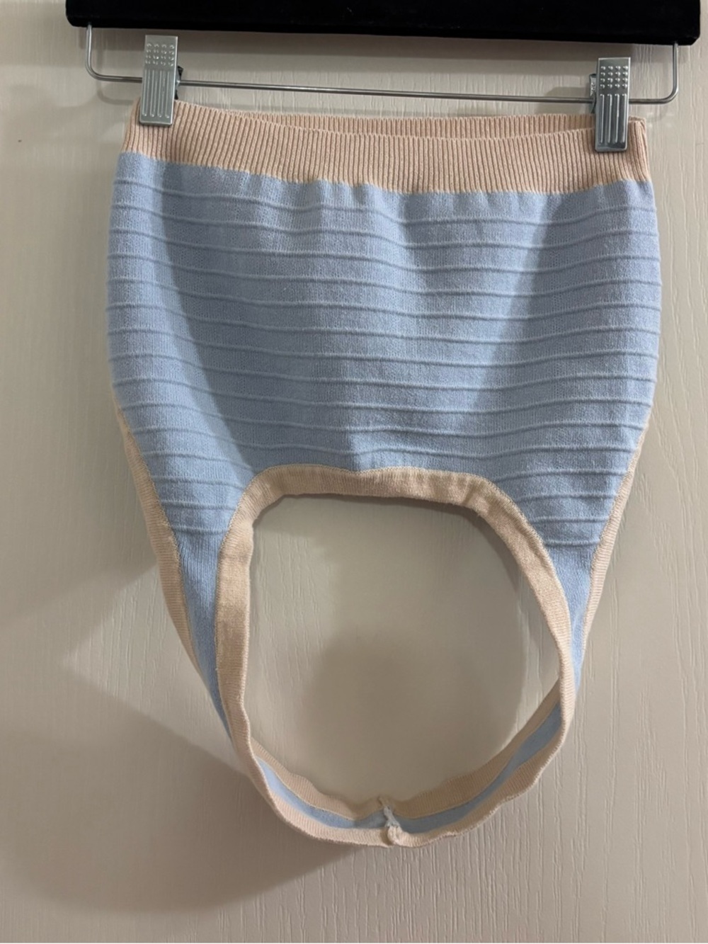 Peppermayo Light Blue Crop Top with Beige Trim